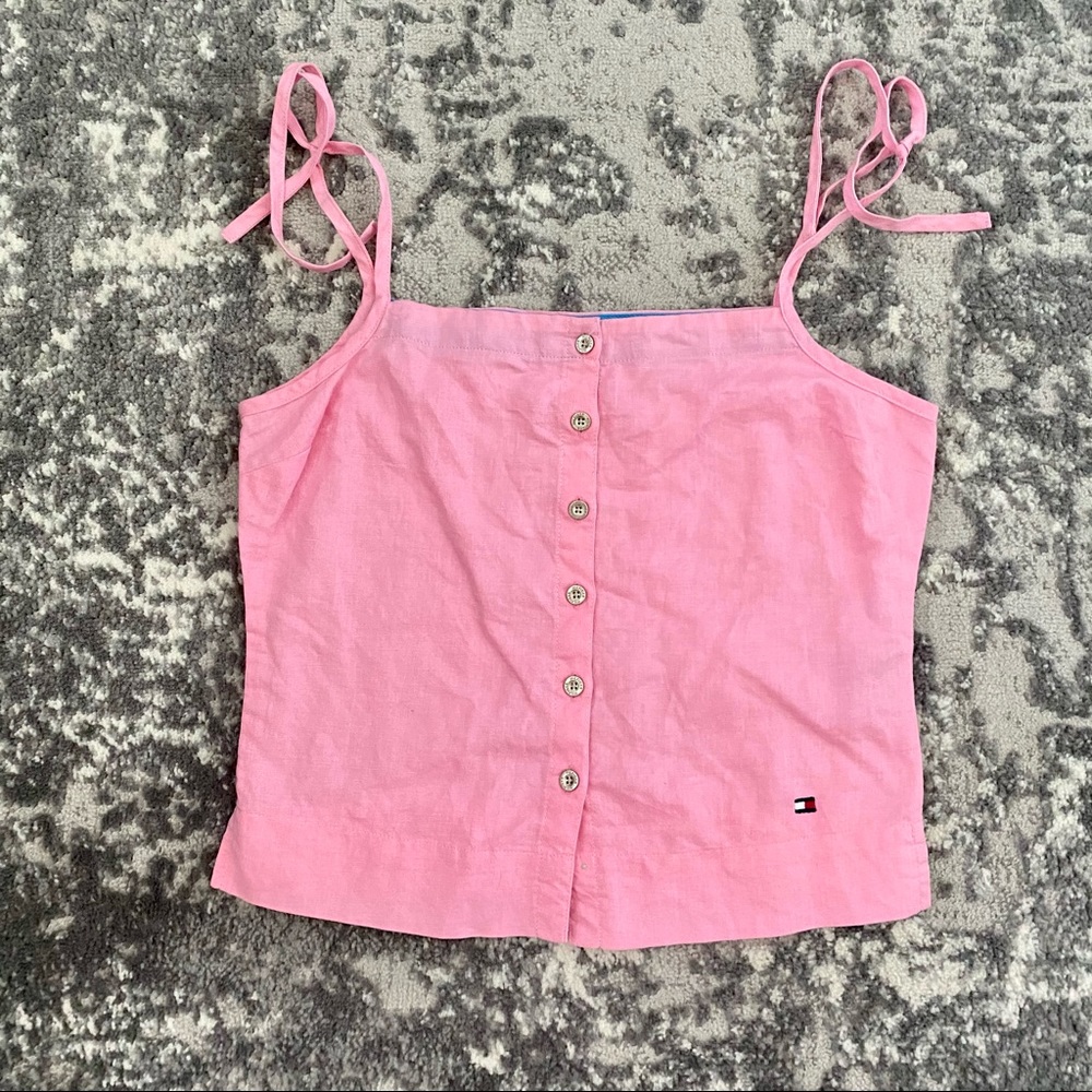 Tommy Hilfiger Pink Button Up Crop Top